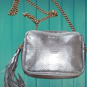 NWT Victoria Secret mock croc metallic silver and gold crossbody.